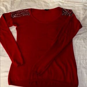Studded red express sweater